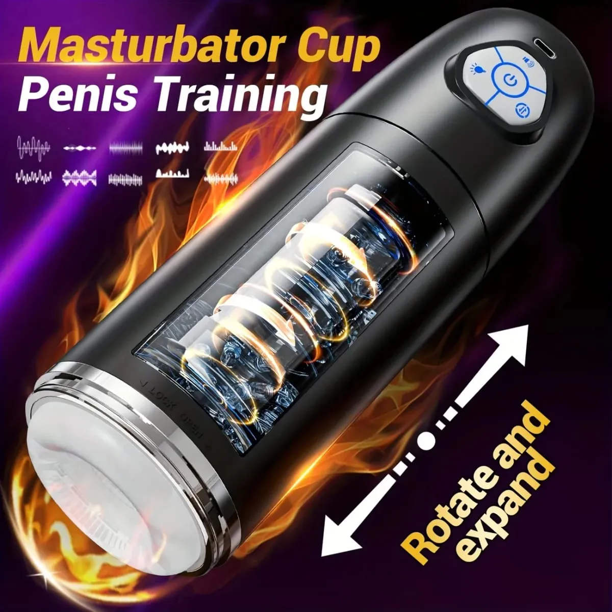 APP อัตโนมัติชาย ROTARY และ Telescopic Masturbation อุปกรณ์ Penile Desensitization DELAY อุปกรณ์การฝึกอบรมของเล่นสำหรับผู้ใหญ่ — image 2