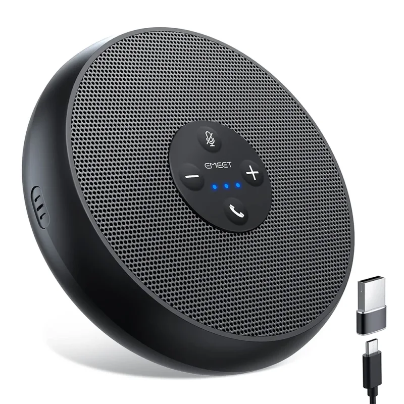 USB Wired Speakerphone Conference Speaker With 2 Mics 360° Voice Pickup Meeting Microphone for Zoom/WebEx/Microsoft Teams