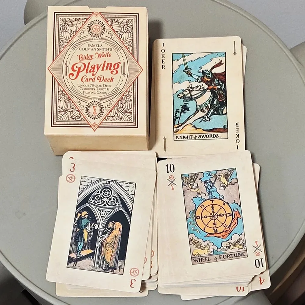 RWS-Spielkartendeck: Pokerdeck mit 78 Karten, illustriert mit RWS-Bildern, kombiniert Tarot- und Spielkarten, 9 x 6 cm, doppelt geprägt — image 3