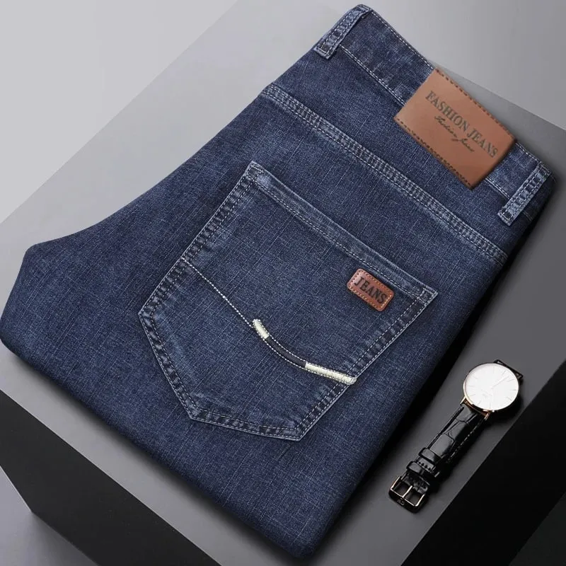 Wthinlee 8 Models Spring Autumn Business Jeans Men Casual Straight Stretch Fashion Classic Work Denim Trousers Brand Clothing