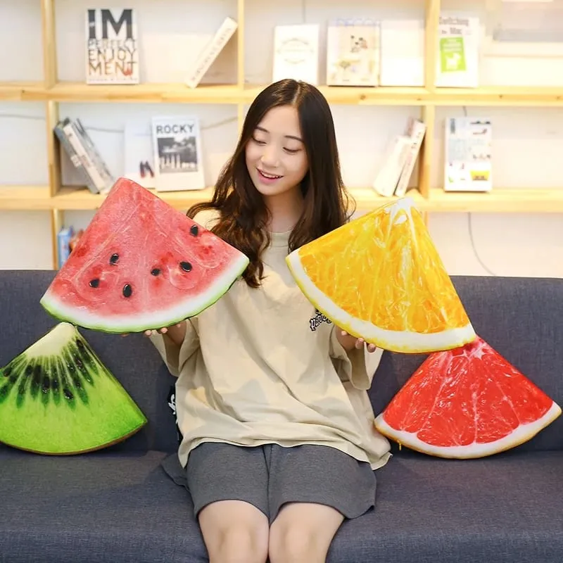 30-39CM Realistic 3D Fruit Plush Pillow Kawaii Watermelon Orange Kiwi Pomelo Filling Sponge Doll Children's Toy Office Home Gift — image 3