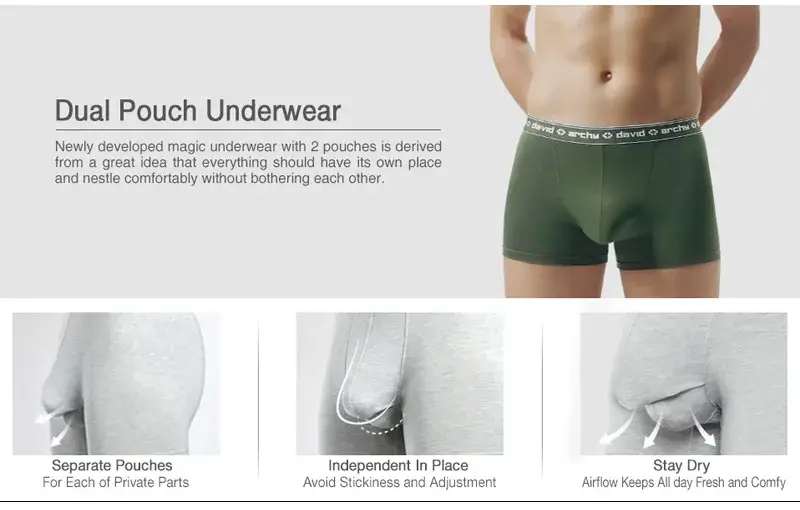David Archy Lot de 3 boxers pour homme sous-vêtements basiques en micromodal doux et respirants à double poche à séchage rapide pour sport et fitness — image 2
