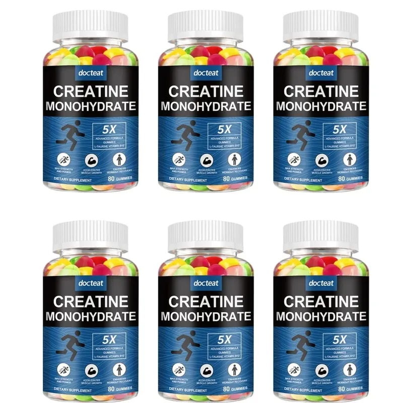 Docteat Creatine Monohydraat Gummies Kauwbaar voor kracht en kracht Ondersteunt spiergroei en trainingherstel 80 Gummies