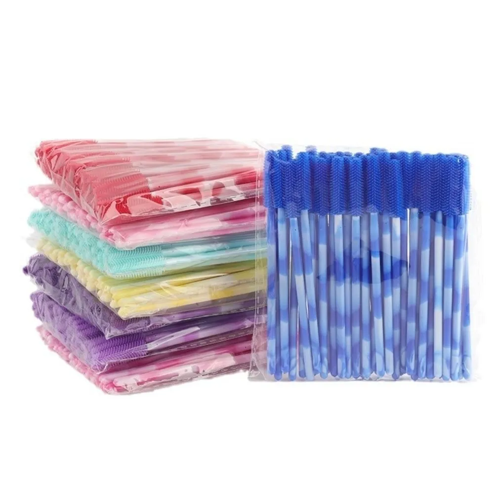 50 pezzi pennelli per ciglia usa e getta strumenti per trucco in silicone mascara bacchetta applicatore arcobaleno colore microbrush pettine per sopracciglia ragazza — image 3