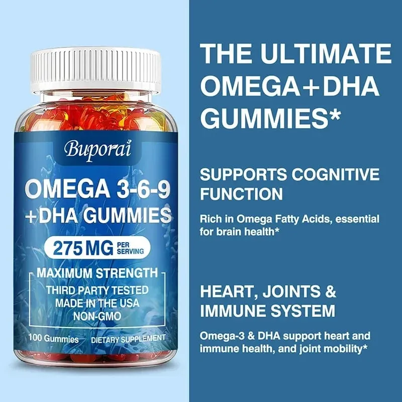 Omega 3 6 9 + DHA Gummies - Brain Health Enhances Concentration Memory Improves Blood Circulation Eye Support — image 5