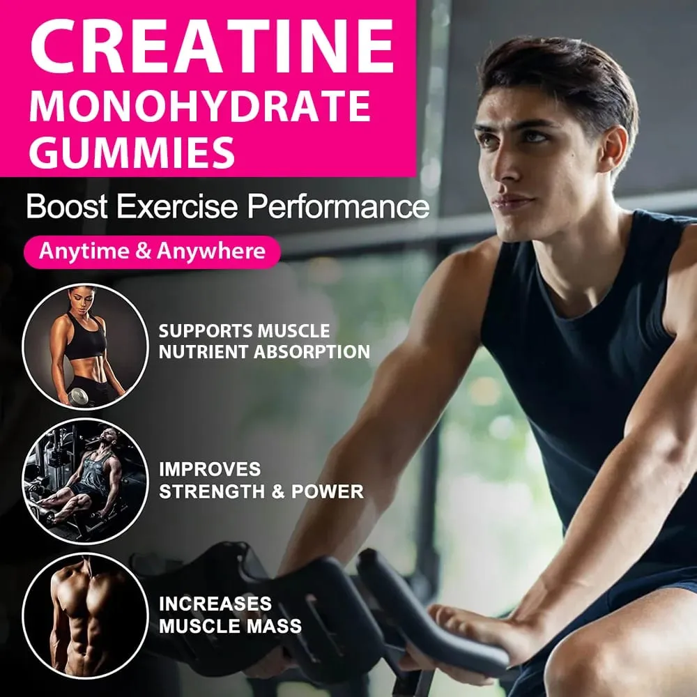 Creatine Monohydrate Gummies - 8000 Mg ก่อน/หลังออกกำลังกายฟิตเนสความแข็งแรงสร้างกล้ามเนื้อให้อาหารเสริมพลังงาน — image 6