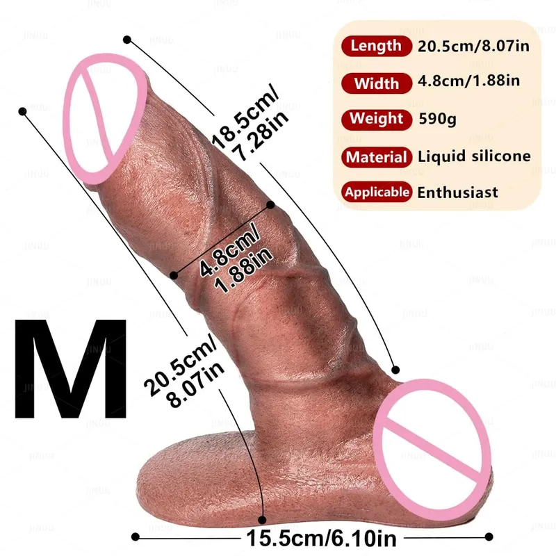 XXL Thick Silicone Dildo with Large Suction Cup Skin-Friendly Soft Silicone Massager Realistic Pore-Level Texture Penis Sex Toy — image 9