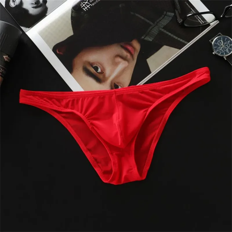 Seluar Dalam Samll Ais Sutera U Convex Baru 2026 Lelaki Seluar Dalam Pinggang Rendah Ultra Nipis Seluar Dalam Slip Bikini Lutsinar Saiz Besar M-XXL — image 3