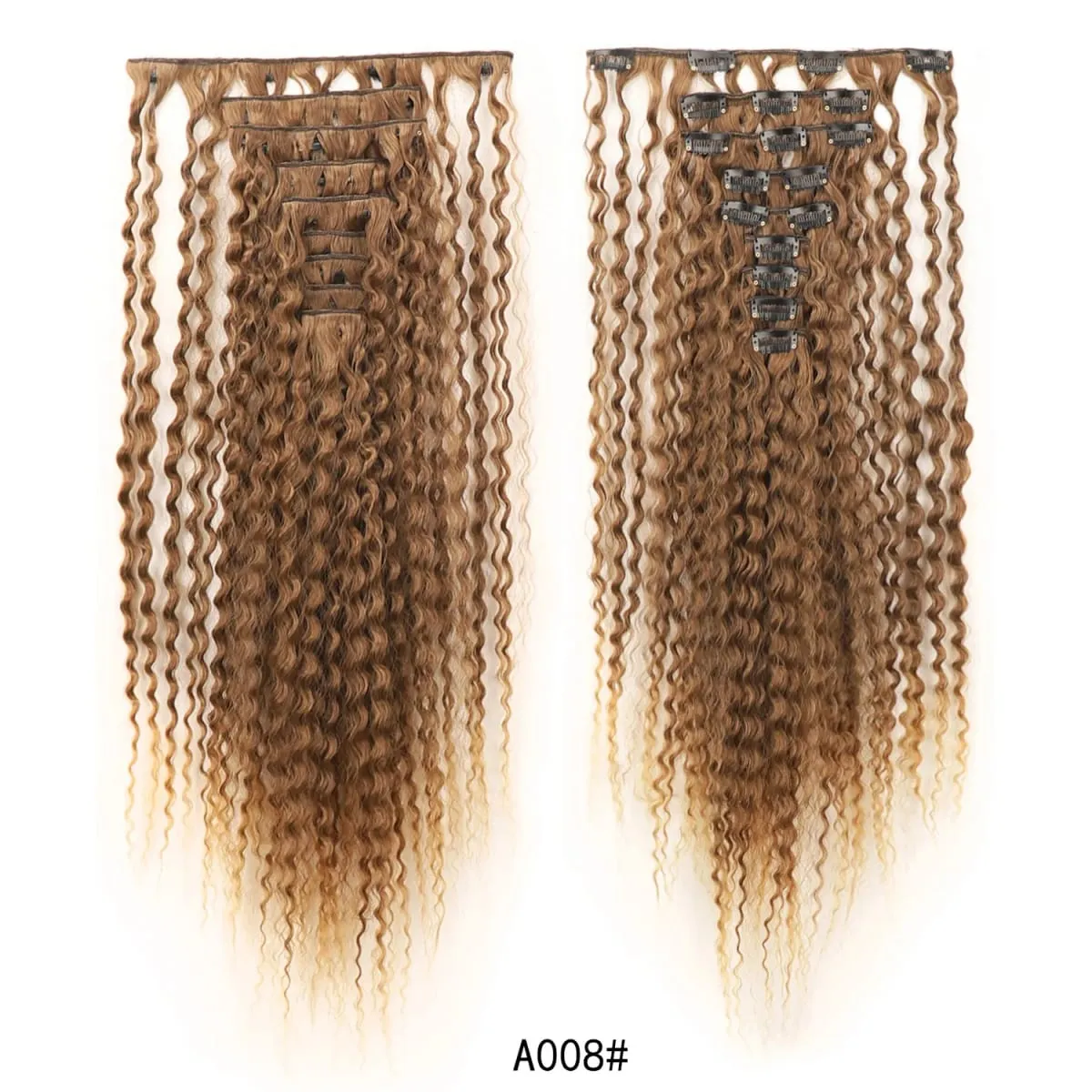 9PCS Klip Dalam Kit Sambungan Rambut Panjang Lembut Kerinting Sambungan Rambut Sintetik Kinky Curly Potongan Kepala Penuh Palsu untuk Wanita — image 11