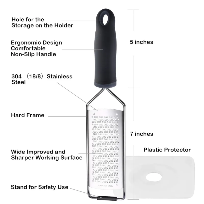304 Stainless Steel Cheese Grater Multi-Purpose Kitchen Shredder for Hard Cheese Vegetables Chocolate Ginger & Zest-Rust-Proof