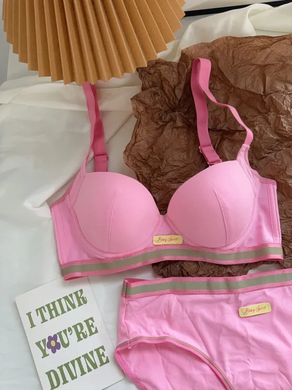 Dopamine Pink Plus Size Bra - Big Bust Lift | Anti-Sag Non-Trace Thin Lingerie Wireless Push Up Comfort Sexy Support