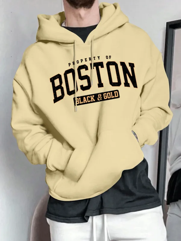 Baju peluh bertudung lelaki - Kemeja pullover longgar retro Amerika kasual — image 6