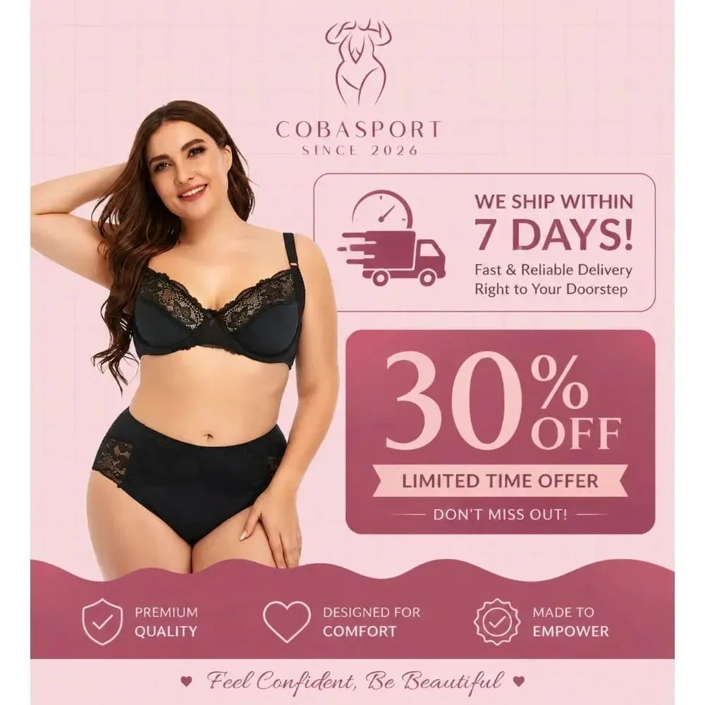 Nhẹ Ren Nội Y Bộ Áo Ngực Dành Cho Plus Size Nữ Mỏng Cúp Quần Lót Có Quần Lót Thoải Mái Nâng Hàng Ngày — image 7