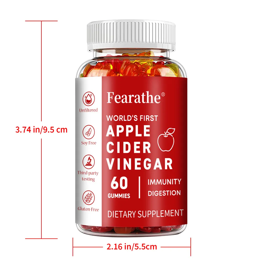 Gummies all'aceto di mele - 60 caramelle gommose vegane - Integratore ACV per la disintossicazione, il metabolismo, la digestione energetica e la salute dell'intestino — image 5