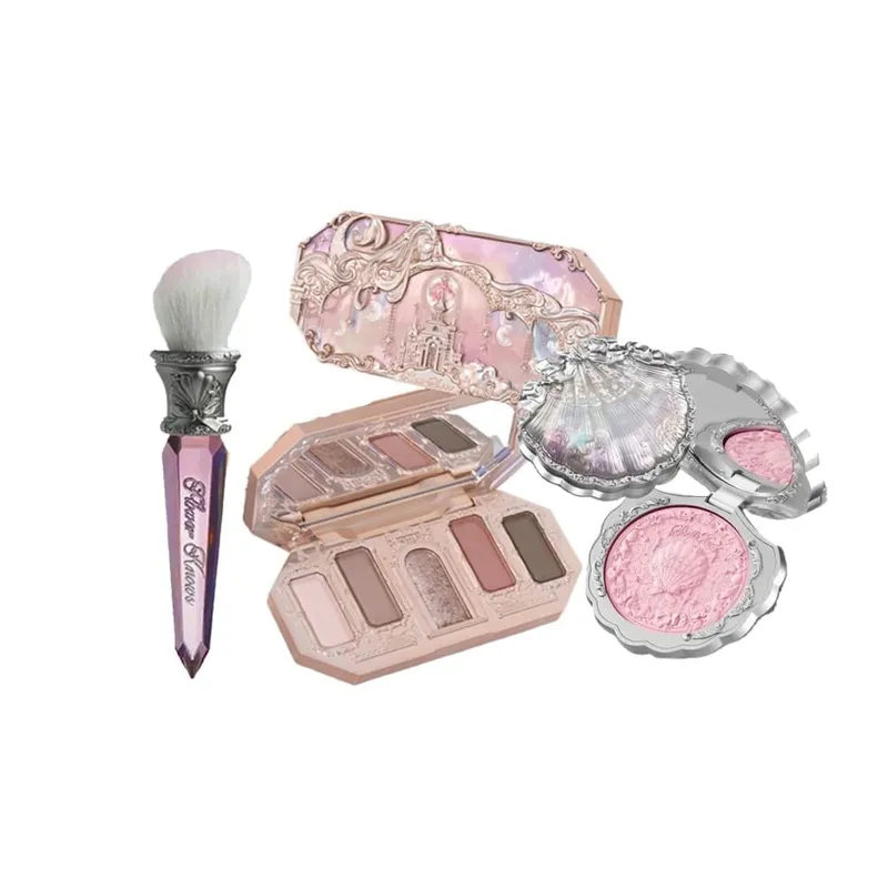 Flower Knows Moonlight Mermaid Series Palette de fard à paupières à paillettes, coquille à haute teneur en pigments, bijoux, Blush, ensemble de pinceaux de maquillage, finition mate — image 1