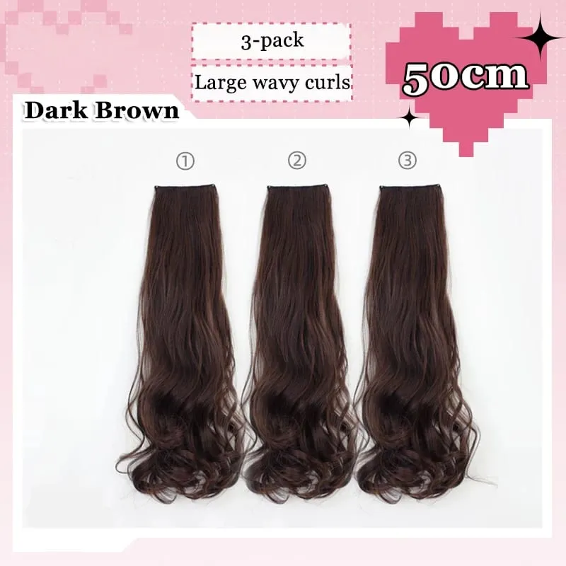3 Teile/satz 6Clips Haar Verlängerung Schwarz Lange Große Wellenförmige Locken Natürliche Haar Haarteil Hitzebeständige Faser Für Frauen Frisur — image 13