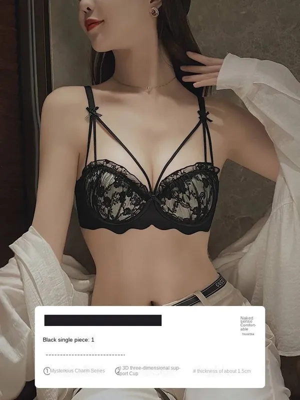 Büyük Düz Göğüs Gösteren Küçük Göğüslü Şınav Kadınlar Özel Kalınlaşmış Meme Sarkma Önleyici Sütyen Kapak Dantel İç Seti — image 8