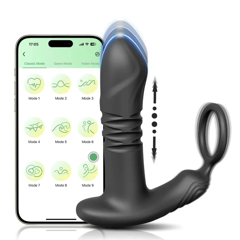 APP التحكم Thrusting جهاز تدليك للبروستاتا للرجال تلسكوبي الشرج هزاز لمثلي الجنس بعقب المكونات خاتم الديك السلع الكبار لعبة الجنس للرجال — image 13