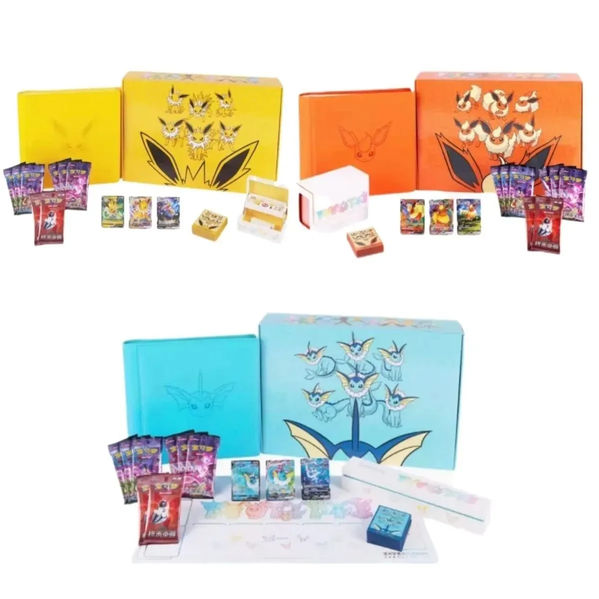 Gioco di carte PTCG Cinese Ibrahimovic Avanzata Confezione regalo di alta qualità Reib Fuoco Acqua Eeveelution Collezione di libri di carte Regali Giocattoli — image 1