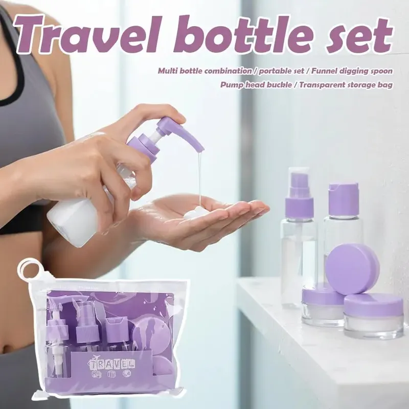 Kit da 7 flaconi da viaggio Contenitori da toilette portatili a prova di perdite Bottiglie cosmetiche trasparenti da viaggio per lozione Shampoo Crema — image 4