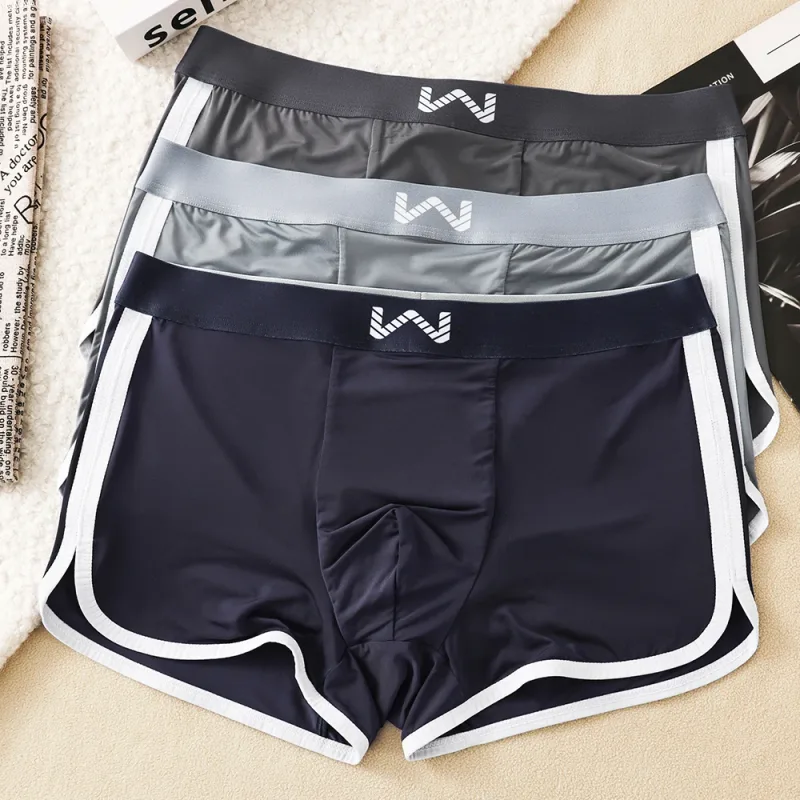 3st/pack Ice Silke Andas Antibakteriellt Mesh Herrkalsonger Stor Space Pouch Trosor Höga elastiska midjeband Boxer Homme — image 2