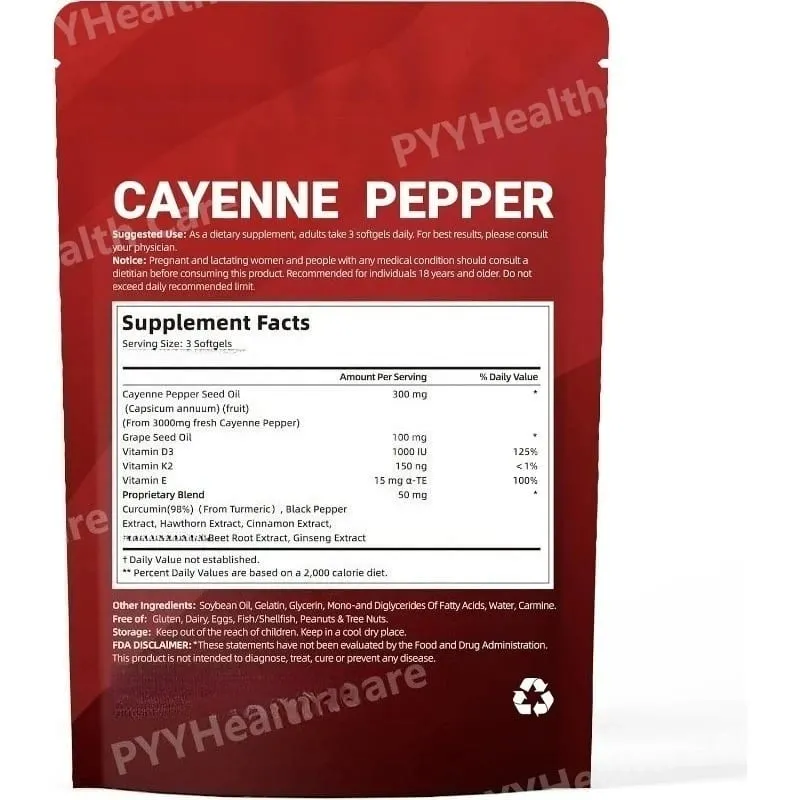 Softgels Lada Cayenne dengan Vitamin Kunyit Bit Biji Anggur D3 K2 E Suplemen Herba — image 6