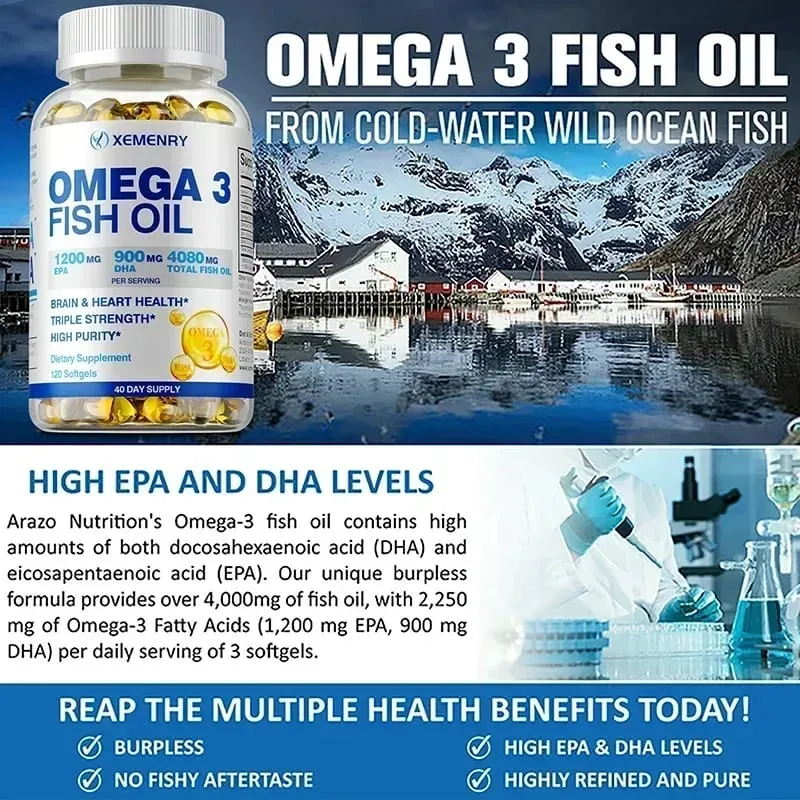 Minyak Ikan Omega-3 - Meningkatkan Kepekatan Memori dan Kognisi Menggalakkan Kesihatan Otak dan Mata Meningkatkan Fungsi Imun — image 5