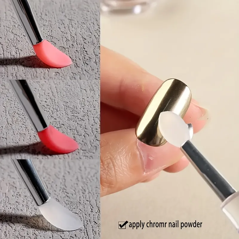 5 reusable na silicone nail brush na may mirror effect - double head makeup at nail polish applicator