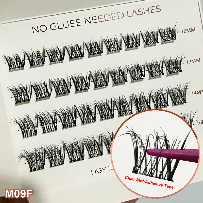 Cils auto-adhésifs en grappe, large robinet pré-collé, Extension de cils naturelle, pas besoin de colle, appuyez sur les cils Manga — image 8