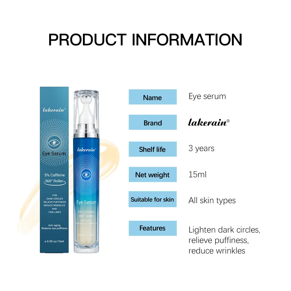 เซรั่มบำรุงรอบดวงตาคาเฟอีน 5% พร้อมลูกนวด 360 ° Under Eye Roller Cream สำหรับความหมองคล้ำและอาการบวมลดริ้วรอยริ้วรอย — image 7