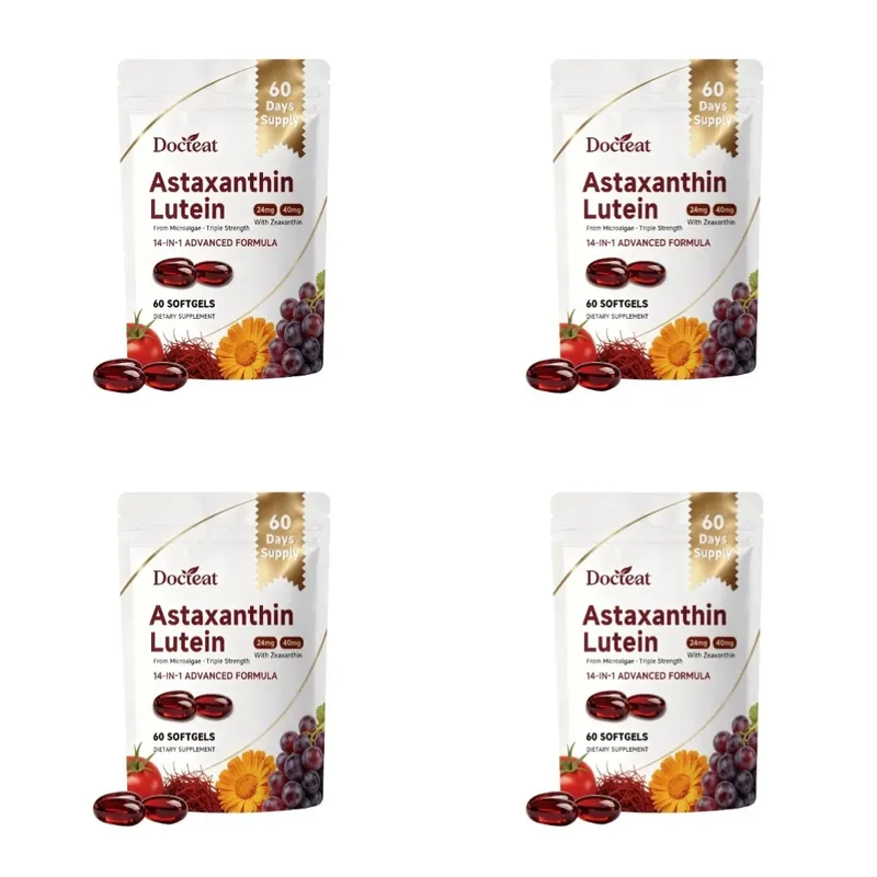 Augenergänzungsmittel mit dreifacher Stärke, Lutein, Astaxanthin und Zeaxanthin, Sehunterstützung bei Bildschirmblendung und digitaler Augenbelastung, 60 Kapseln