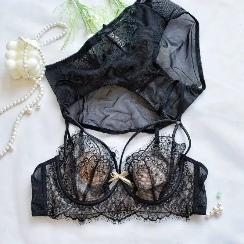 Coreano Tendenza Calda Puro Desiderio Reggiseno di Pizzo Set Con Ferretto Tazza Sottile Push Up Busto Grande Visivamente Piccolo Anti Droop Lingerie 32-38 Hot — image 11