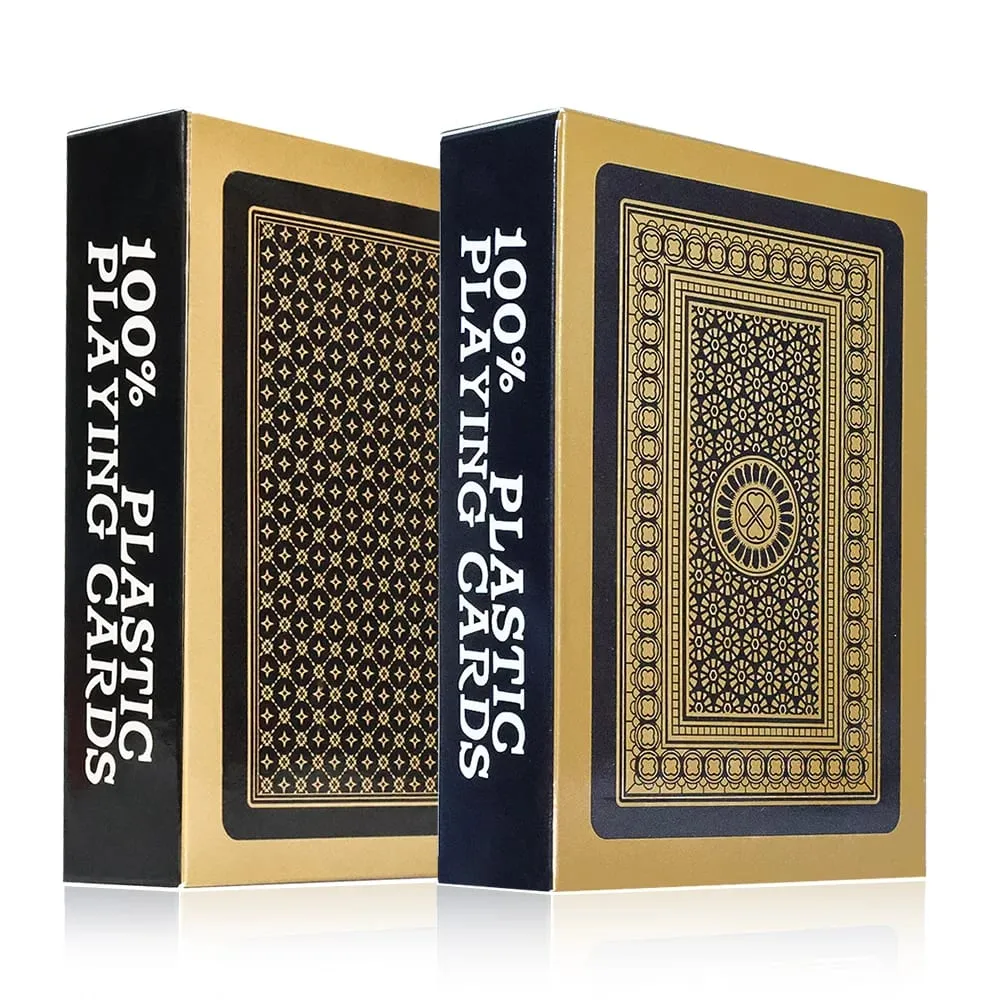 Premium Black Glod Hrací karty PVC Plast Vodotěsné Odolné pokerové karty Velký balíček karet pro večírky — image 2