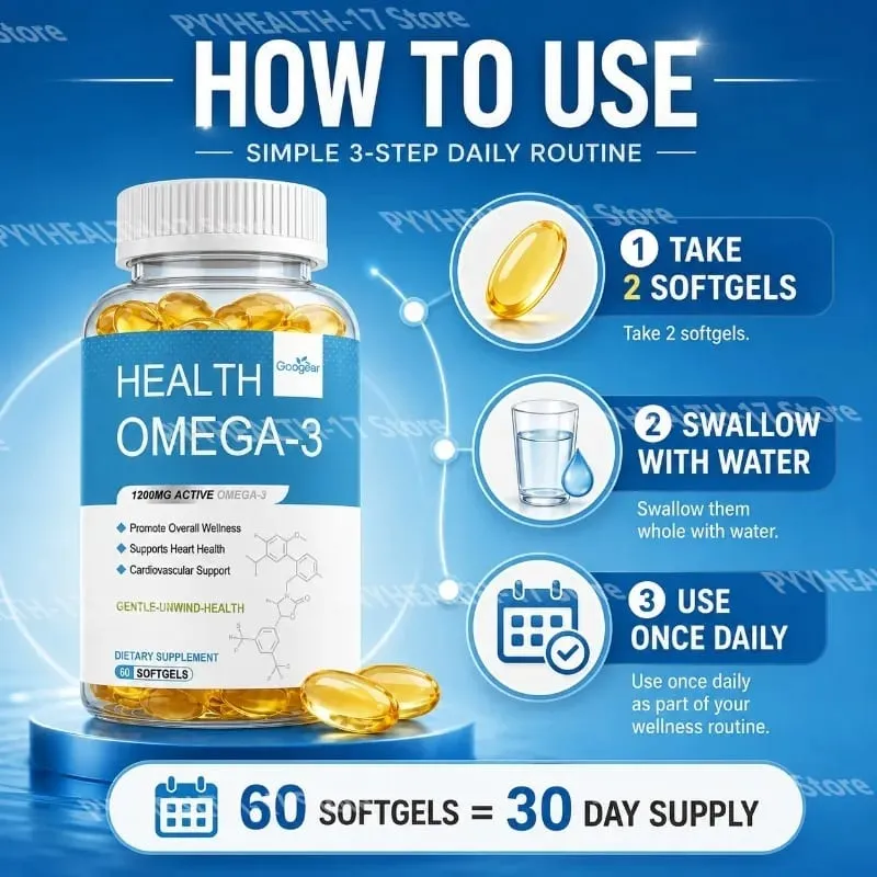 Omega-3 Softgels with 1200 Mg Active Omega-3 EPA and DHA Vitamin D3 and Vitamin E for Heart Health Support 60 Softgels — image 5