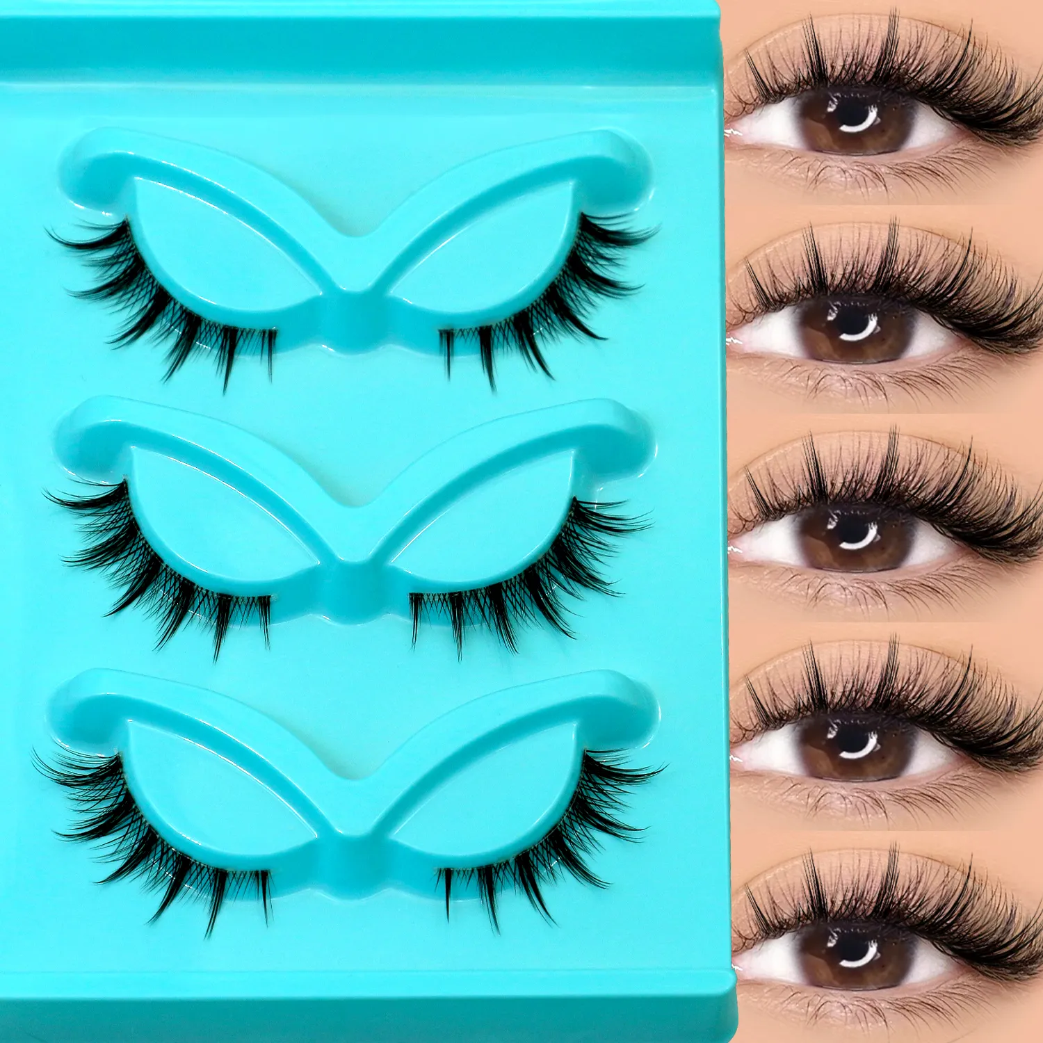 3 paires de cils Manga cils naturels œil de chat bande transparente faux cils aspect naturel faux cils bandes maquillage — image 2