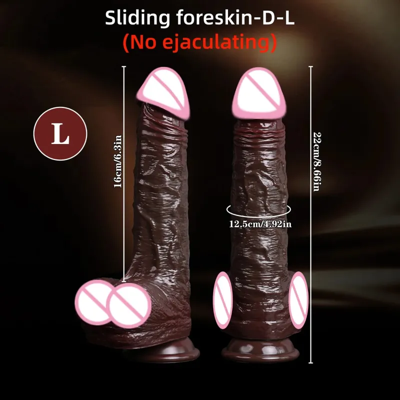 Realistisk dildo med glidende forhud og udløsningsfunktion Vagina dildoer til kvinder Vandspray Penis Analprop Sexet voksenlegetøj — image 13