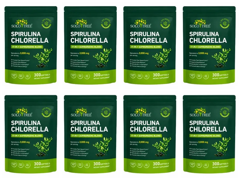 Solo Tree Spirulina Chlorella Softgels dengan Mikroalga Organik Vitamin B6 B12 Keseimbangan Pencernaan & Dukungan Kekebalan Tubuh 300 Softgels — image 12
