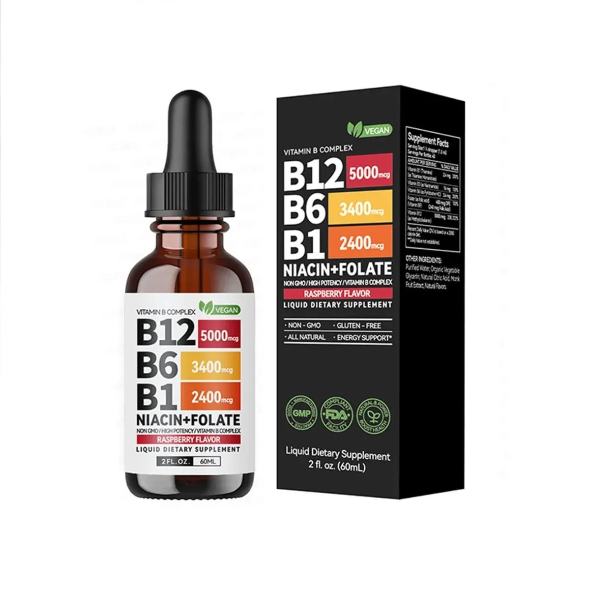 Vitamin B6 Drops Complex B12 B1 Folat Flydende Supplement Support Fordøjelsessystem Drops Flydende Triple Absorption Flydende Drop — image 5