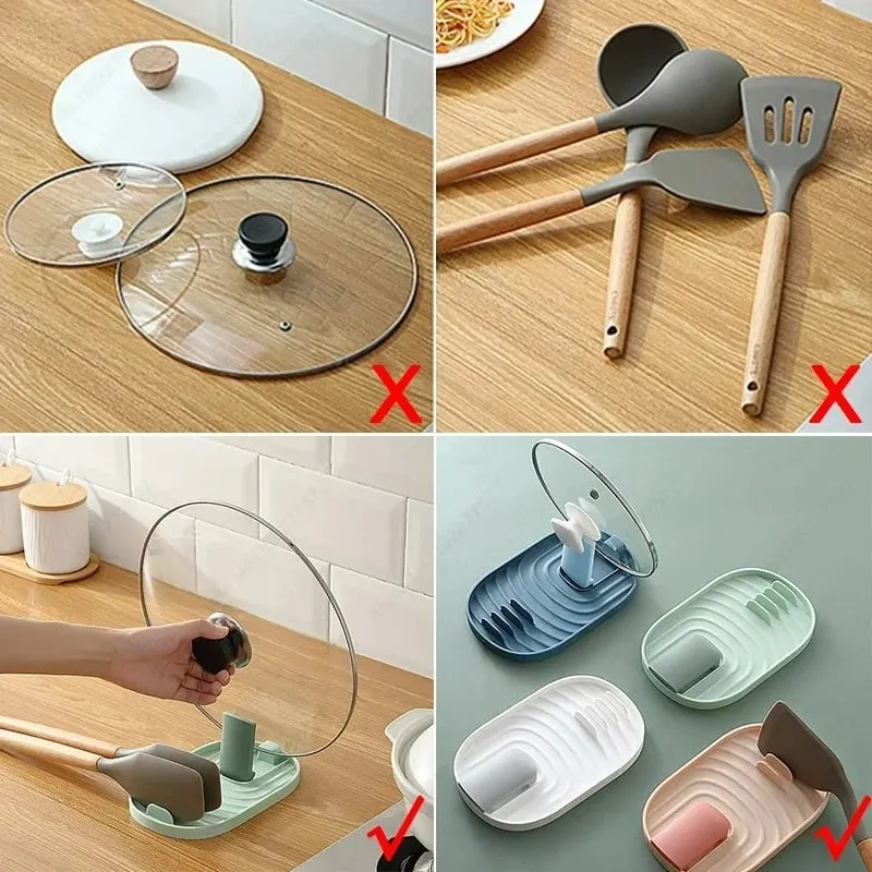 1pcs Polychrome Foldable 북유럽 스타일 냄비 홀더 뚜껑 삽 스토리지 랙 주방 용품에 대한 실용적인 다기능 식기 — image 2