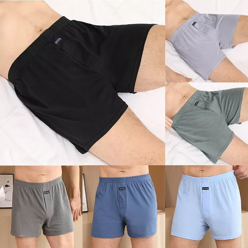 Men's Boxer Pantie Lot Underpant Loose Large Short Cotton Plus Size Underwear For Men Boxer Briefs Solid Middle Male Boxer — image 7