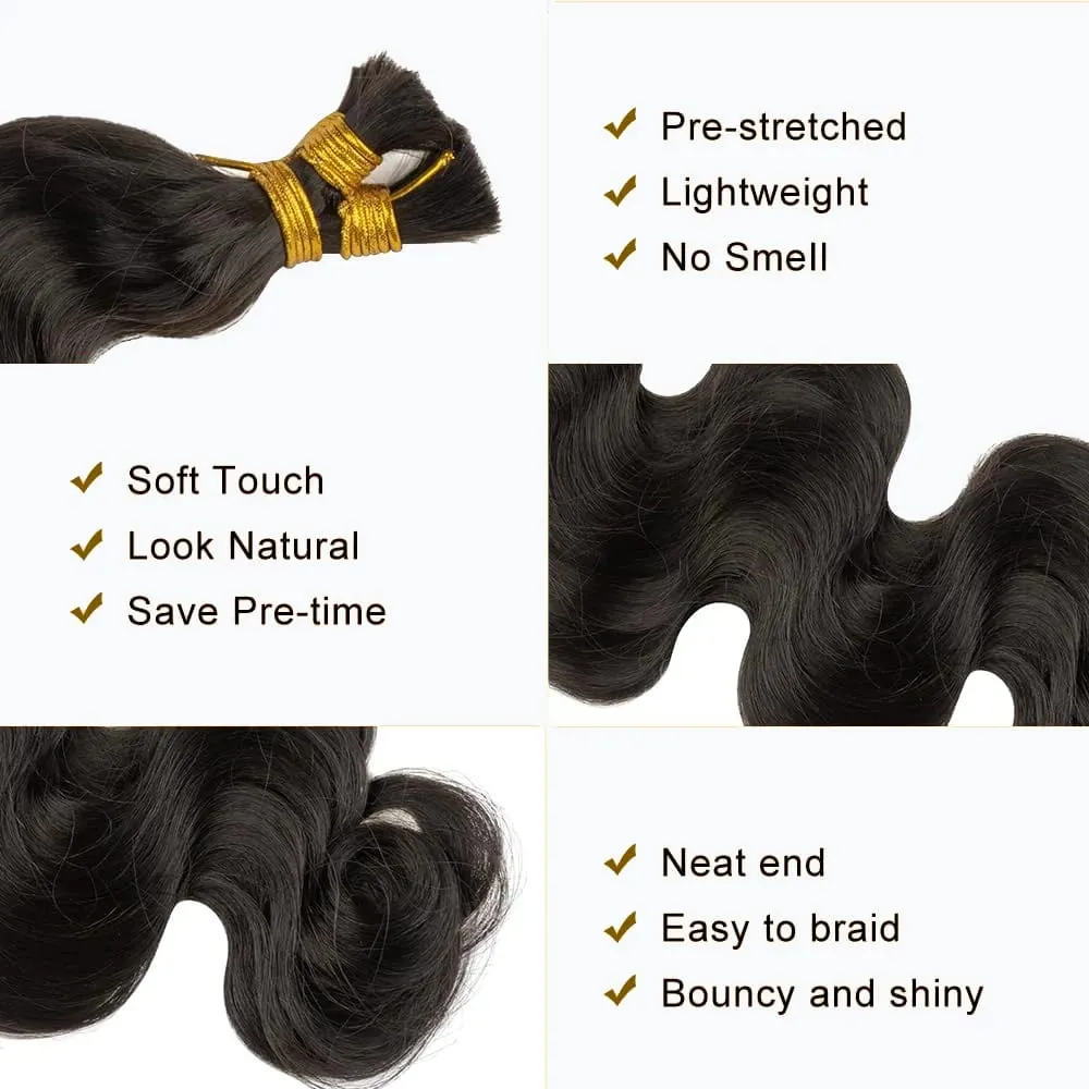Body Wave ผมจำนวนมากสำหรับ Braiding 50G 100% ที่ยังไม่ได้ต่อผมไม่มี Weft ผมสำหรับ Braids ผมดิบรวมกลุ่มสำหรับผู้หญิง — image 3