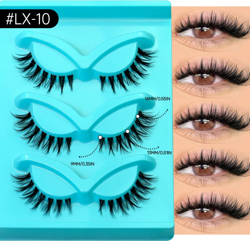 3 paires de cils Manga cils naturels œil de chat bande transparente faux cils aspect naturel faux cils bandes maquillage — image 14