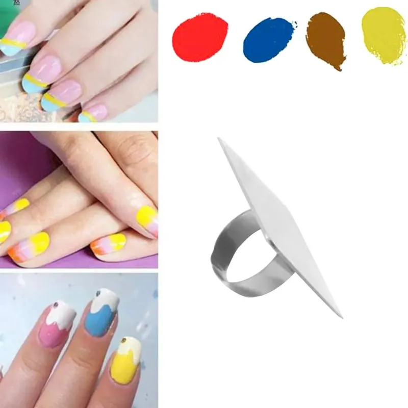 Mini Nail Art Ring Palette Stainless Steel Finger-Worn Mixing Tool for Nail Art Design Manicure Salon DIY Beauty Makeup Pigment — image 4