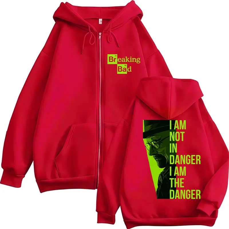 TV Series Breaking Bad Heisenberg Zip Up Hoodies I Am Not Danger I Am The Danger Men Women Tracksuit Loose Autumn Casual Coats — image 6