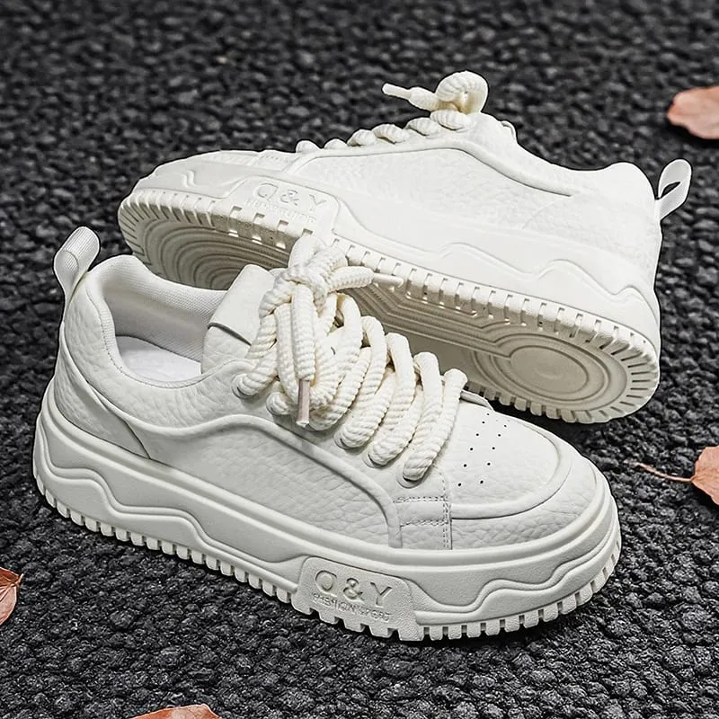 Männer Höhe Zunehmende Dicke Sohle Plattform Schuhe Mode Leder Casual Skateboard Turnschuhe Streetwear — image 5