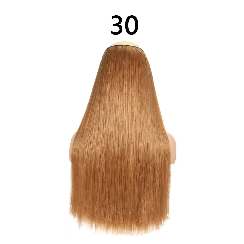 สังเคราะห์ 24 นิ้ว One Piece 5 คลิปยาวตรงทรงผมทนความร้อนปลอม Hairpiece สำหรับผู้หญิง NATURAL Brow — image 17