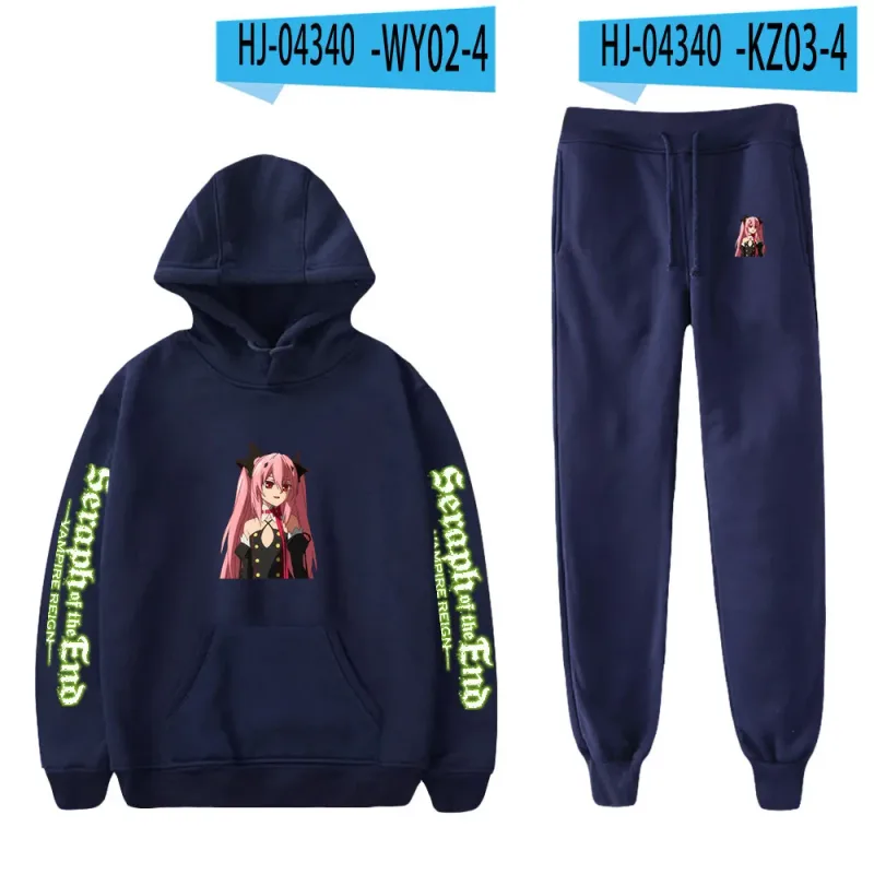 Harajuku Comfortable Seraph of the End Print Sweatshirt Sweatpants Suit Hoodies+ Trousers Suit Boys/Girls 2 Piece Set Clothes — image 26