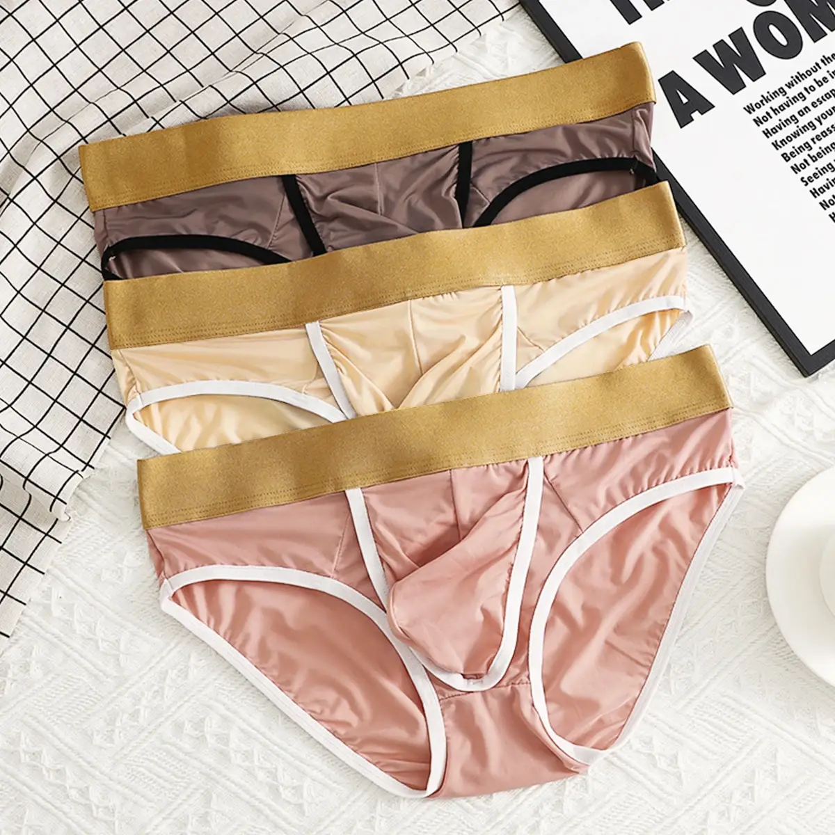 Open Front Pouch Briefs Mens Ice Silk Youth Low Waist Bullet Separation Scrotum Support Panties Breathable Thin Underwear — image 12
