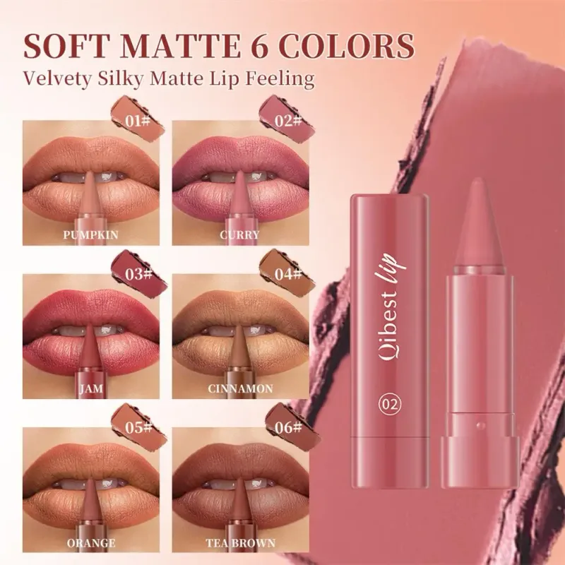 Rouge à lèvres mat imperméable 2 en 1, crayon à haute pigmentation, couleur des lèvres, formule hydratante lisse, dégradé naturel — image 4