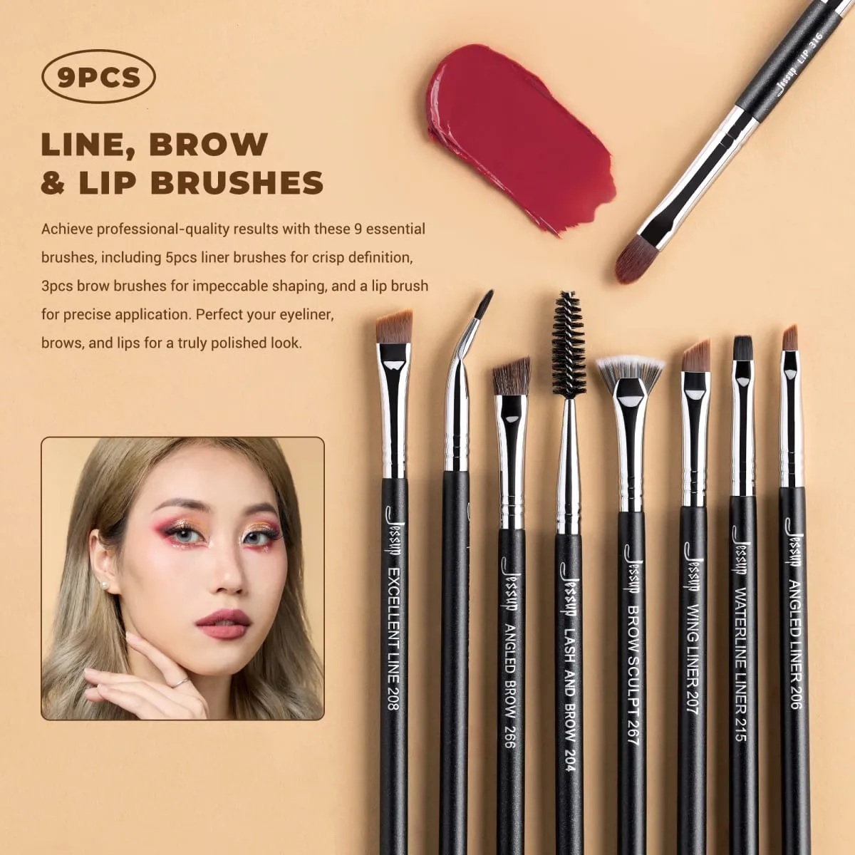 Set di pennelli per trucco Jessup Pennelli per trucco professionali con etichetta sintetica premium da 35 pezzi per fondotinta, ombretto, correttore — image 5